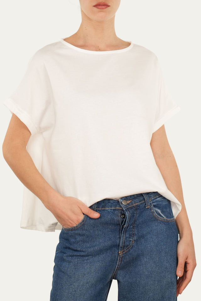 T-shirt a barchetta cotone - Panna