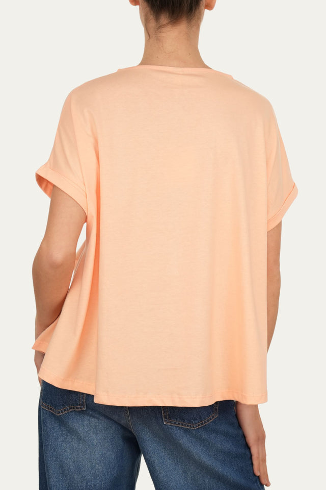 T-shirt a barchetta cotone - Pesca