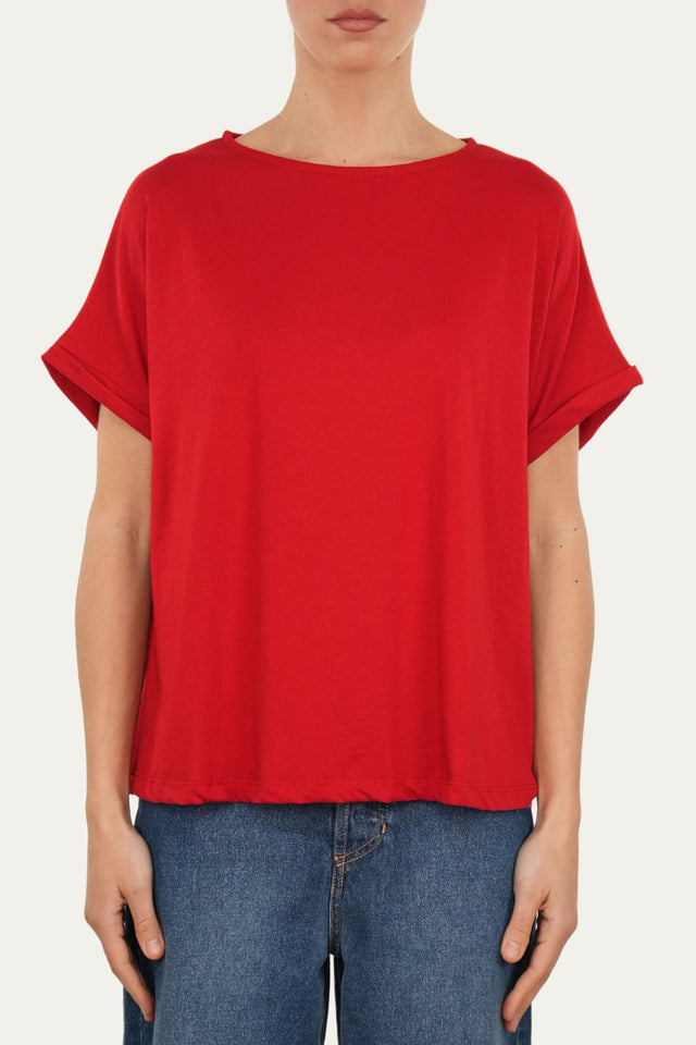 T-shirt a barchetta cotone - Rosso