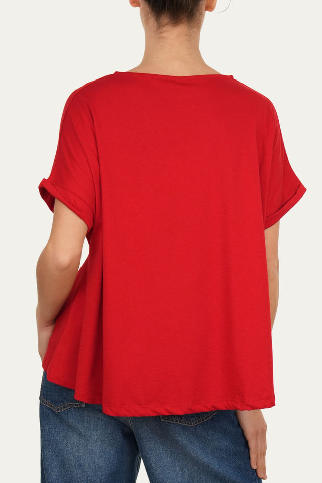 T-shirt a barchetta cotone - Rosso
