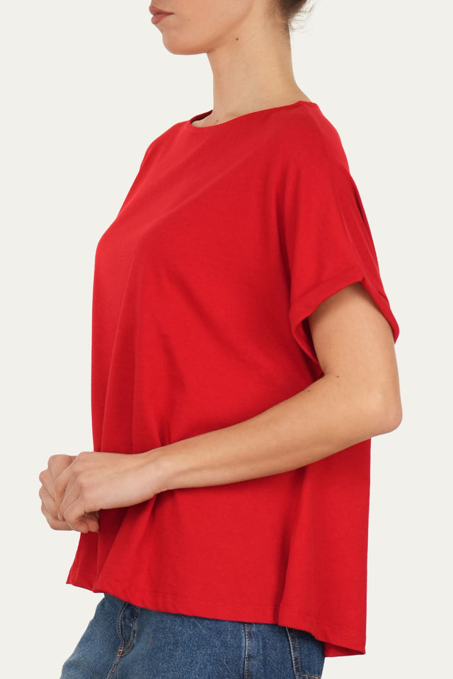 T-shirt a barchetta cotone - Rosso
