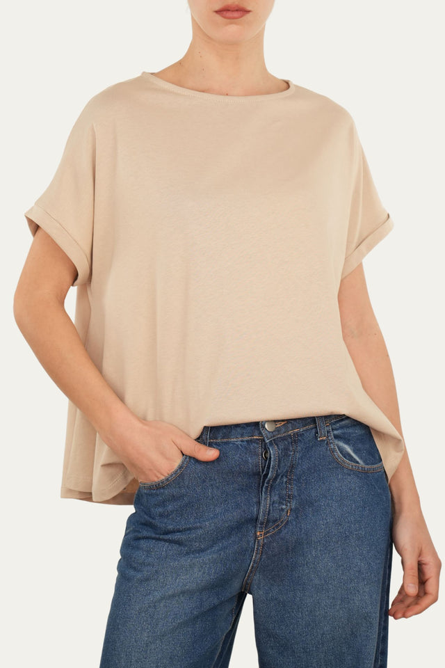T-shirt a barchetta cotone - Sabbia