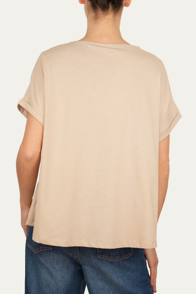 T-shirt a barchetta cotone - Sabbia