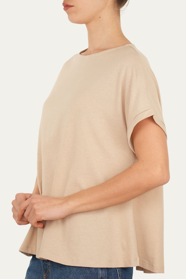 T-shirt a barchetta cotone - Sabbia