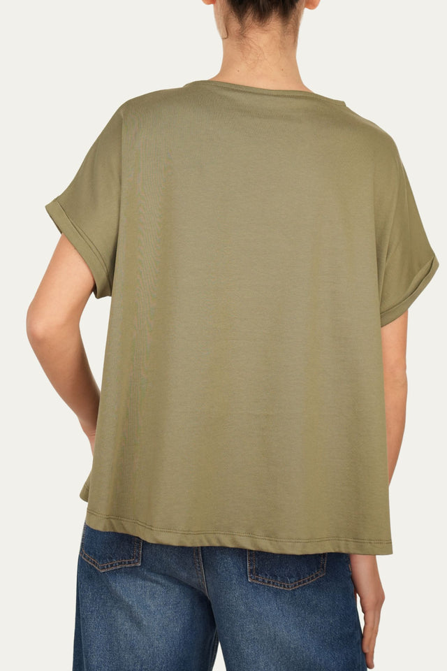 T-shirt a barchetta cotone - Salvia