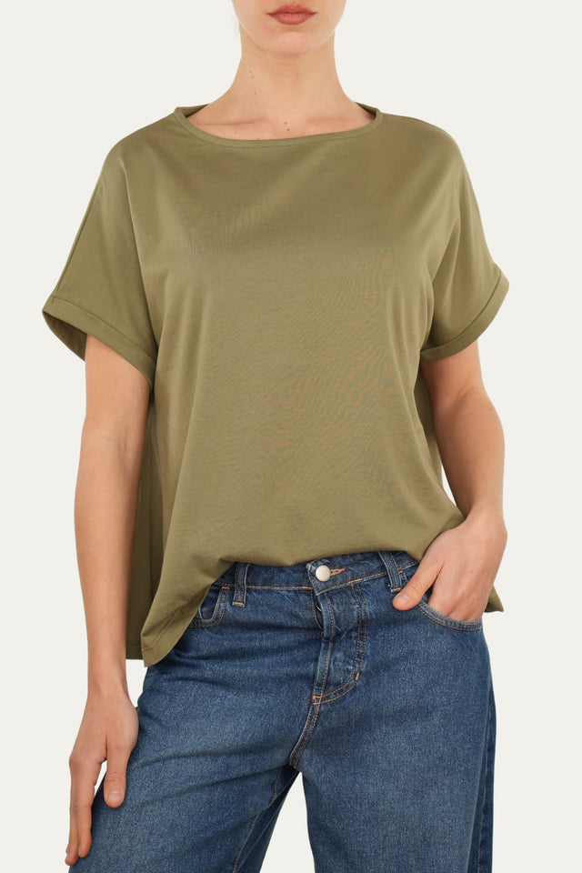T-shirt a barchetta cotone - Salvia