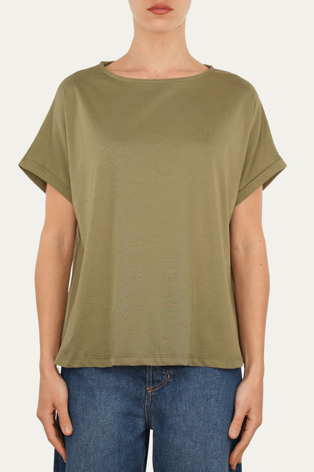 T-shirt a barchetta cotone - Salvia