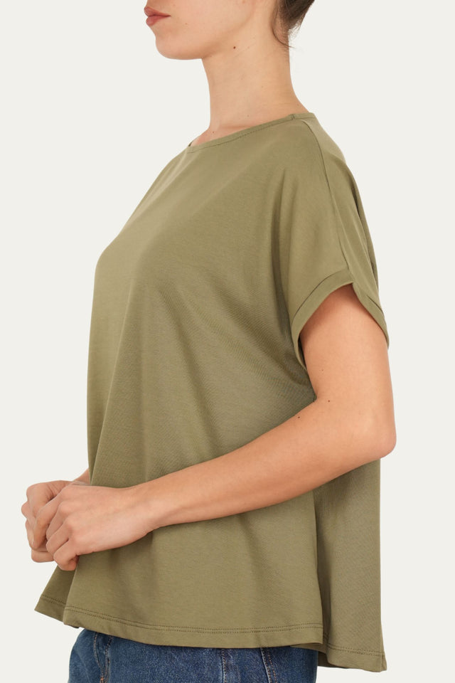 T-shirt a barchetta cotone - Salvia