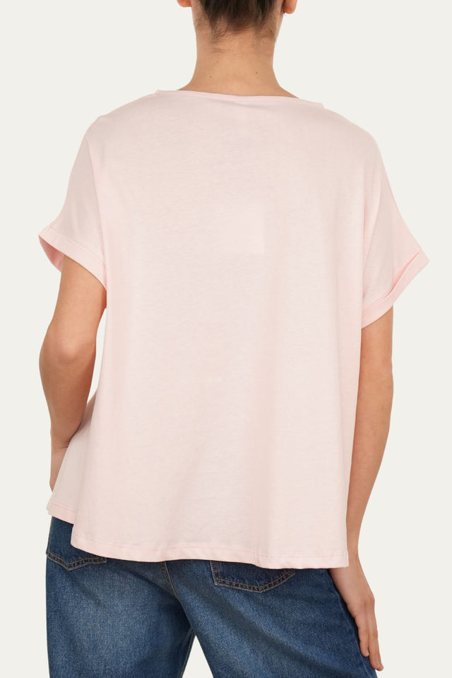T-shirt a barchetta cotone - Rosa Confetto