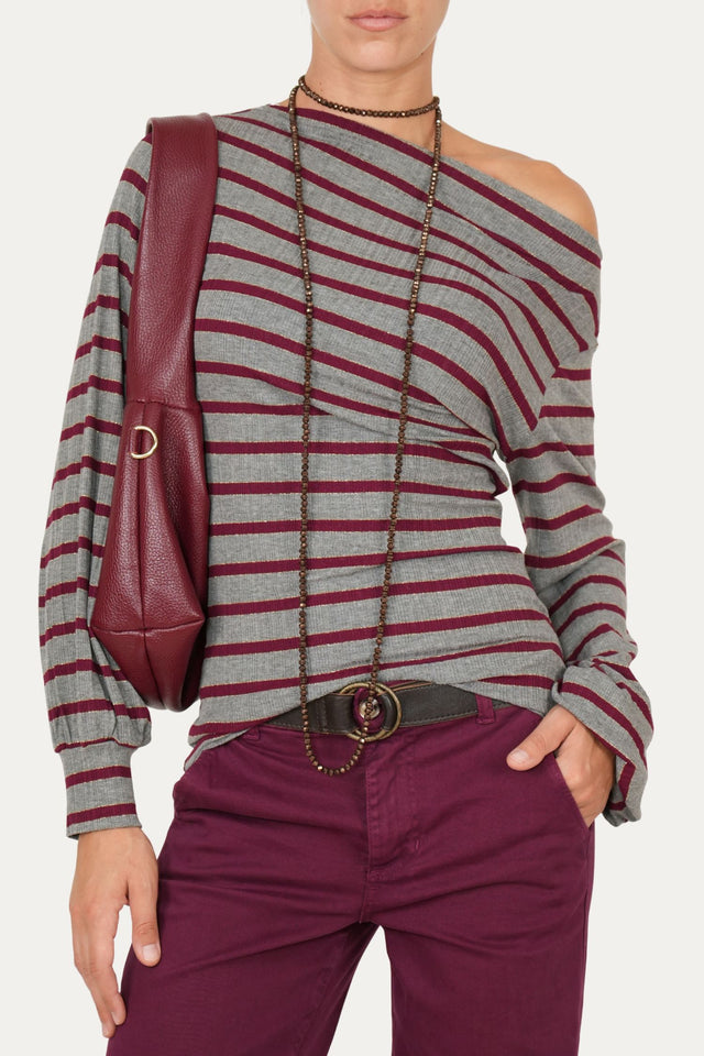 Maglia Glam a righe - Vino