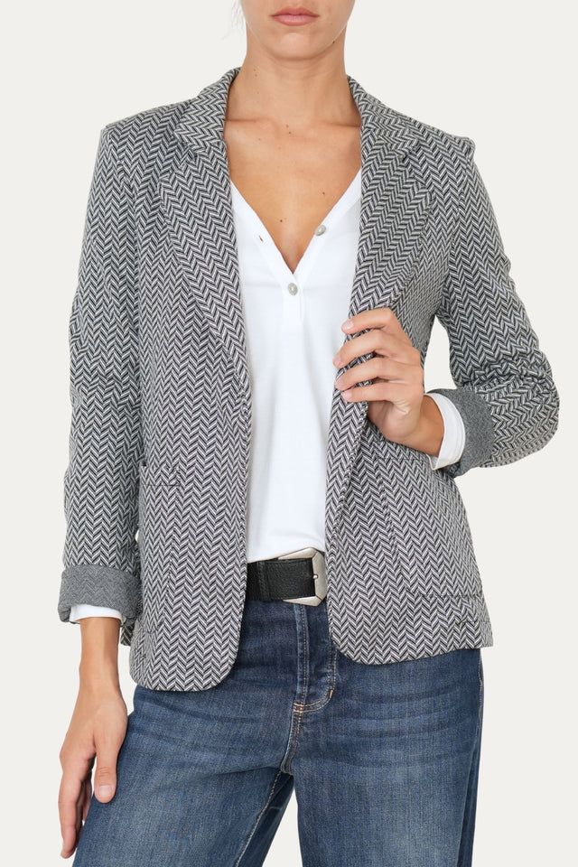 Giacca spigata monopetto classy - Bianco Nero