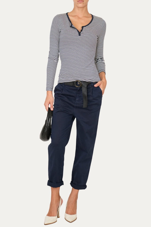 Pantalone boyfriend SALLY cotone gabardina - Blu