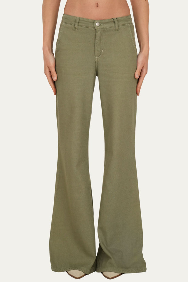 Pantalone palazzo LIA in cotone slegato - Salvia