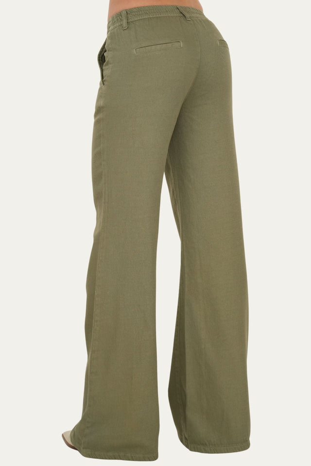 Pantalone palazzo LIA in cotone slegato - Salvia