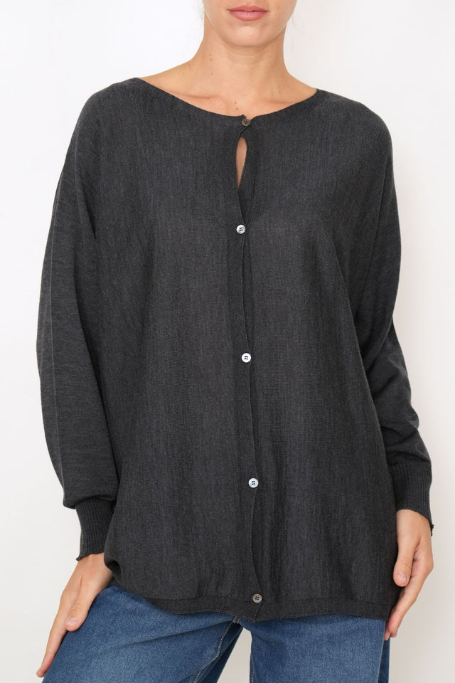 Cardigan con bottoni in lana merino Zegna Baruffa - Antracite