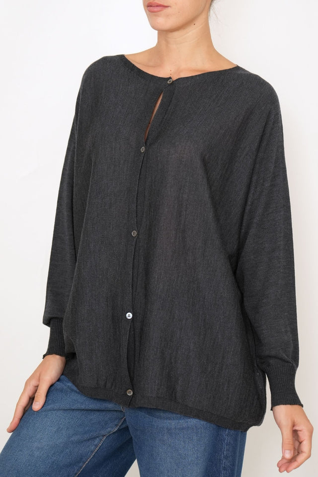 Cardigan con bottoni in lana merino Zegna Baruffa - Antracite