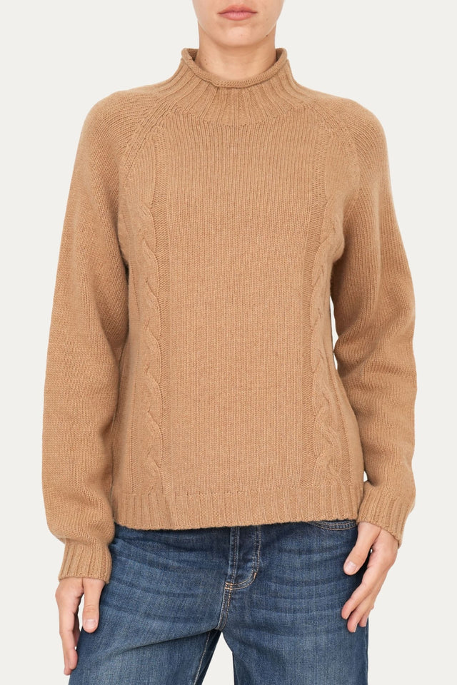 Maglione TRECCE misto cashmere - Biscotto