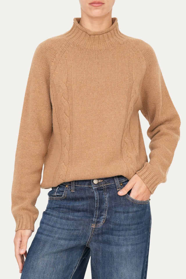 Maglione TRECCE misto cashmere - Biscotto