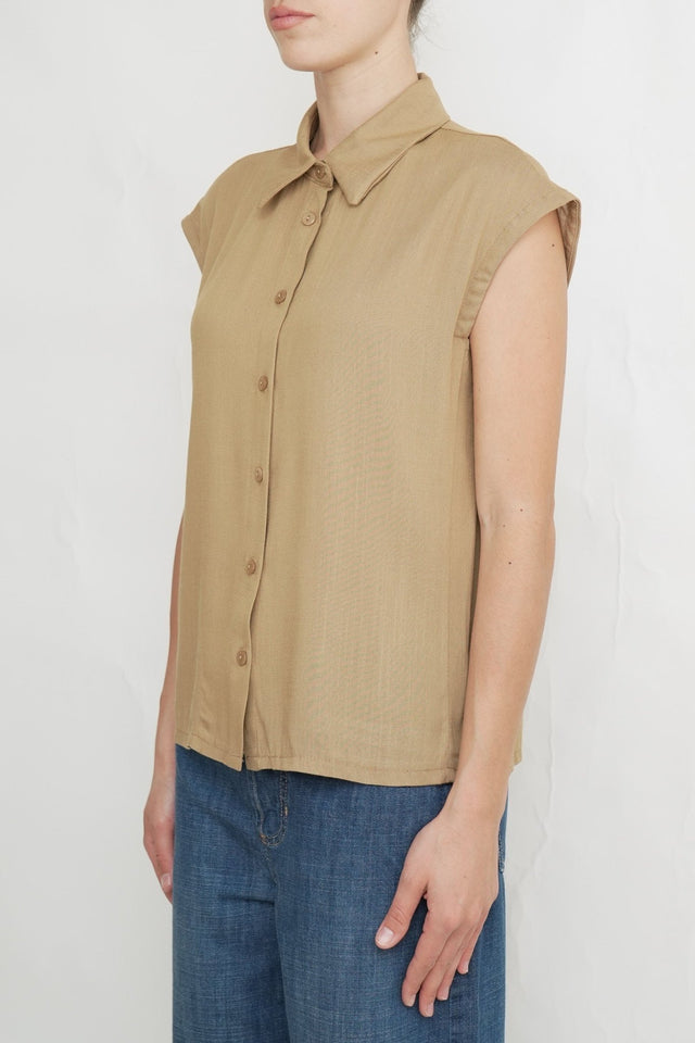 Bulier-Blusa manica scesa con bottoni - Cammello - Elisa Paglia