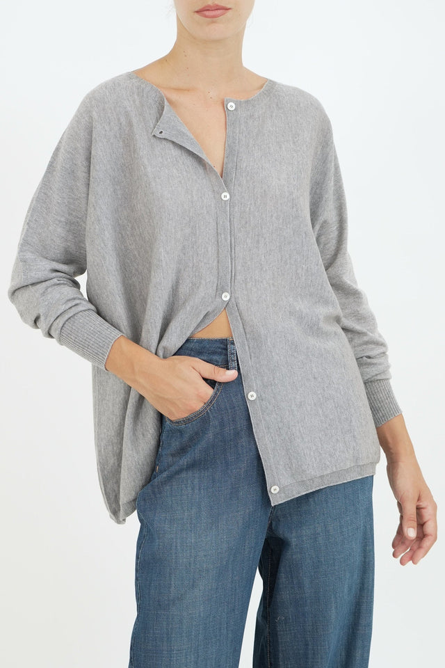 Bulier - Cardigan con bottoni in lana merino Zegna Baruffa - Grigio - Elisa Paglia