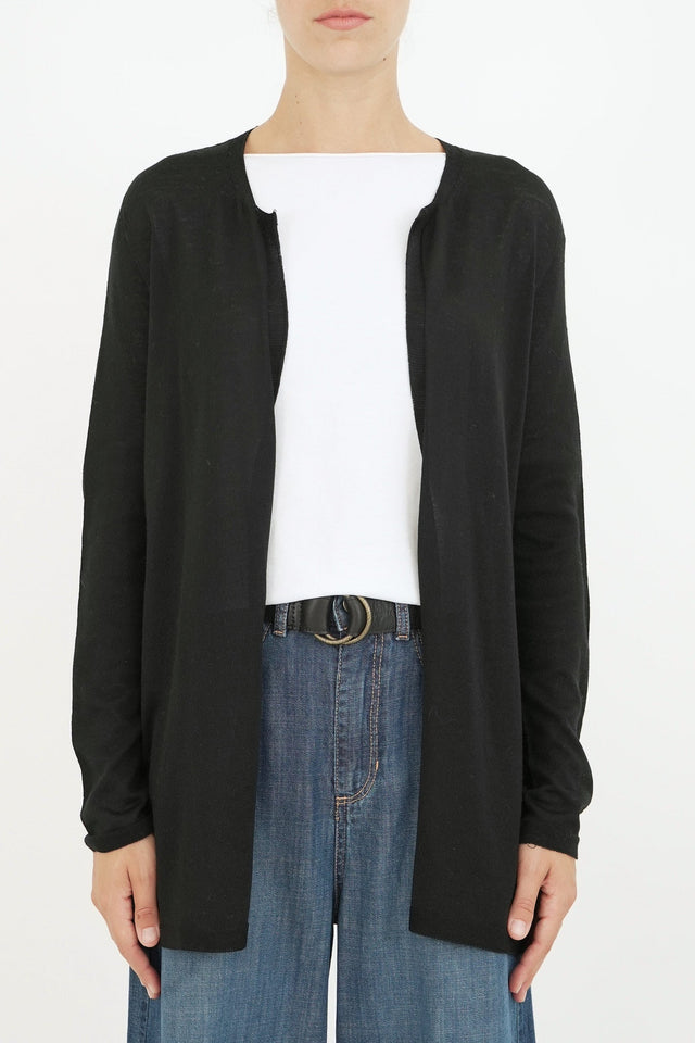 Bulier - Cardigan lana merino Zegna Baruffa - Nero - Elisa Paglia