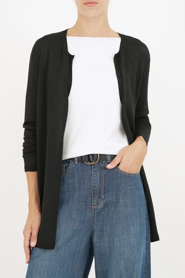 Bulier - Cardigan lana merino Zegna Baruffa - Nero - Elisa Paglia