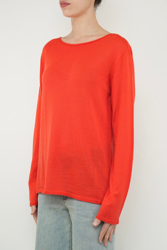 Maglia scollo barca lana vergine merino Zegna Baruffa - Arancio