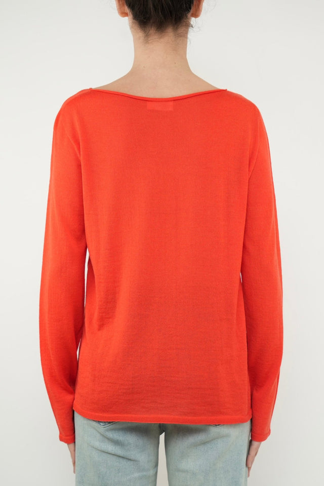 Maglia scollo barca lana vergine merino Zegna Baruffa - Arancio