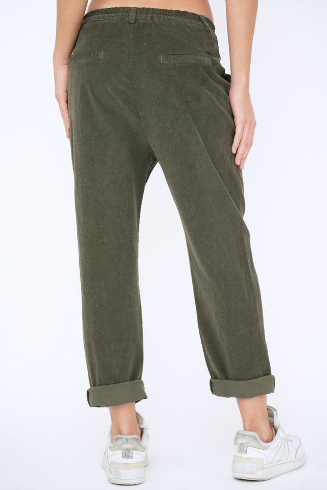 Bulier - Pantalone boyfriend SALLY velluto mille righe - Salvia - Elisa Paglia
