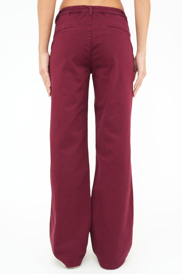Bulier - Pantalone palazzo LIA cotone elite - Vino - Elisa Paglia