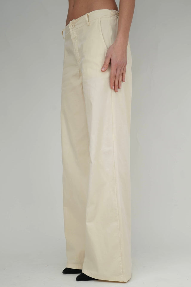 Bulier-Pantalone palazzo LIA cotone leggero - Panna - Elisa Paglia