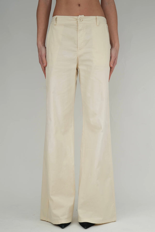Bulier-Pantalone palazzo LIA cotone leggero - Panna - Elisa Paglia