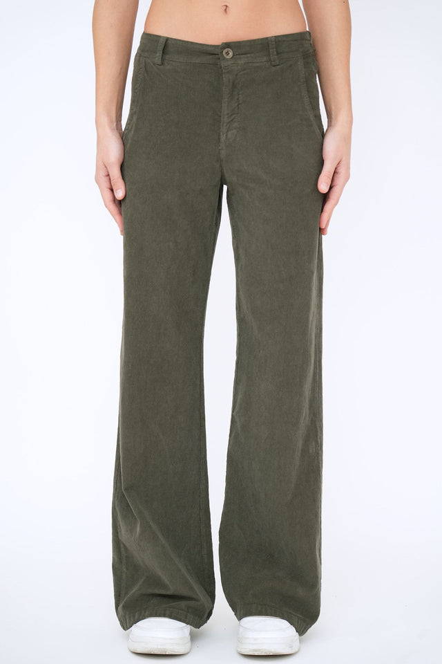 Bulier - Pantalone palazzo LIA velluto mille righe - Salvia - Elisa Paglia