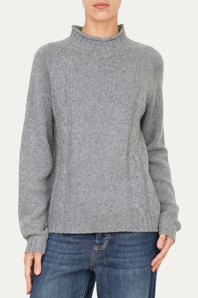 Maglione TRECCE misto cashmere - Grigio