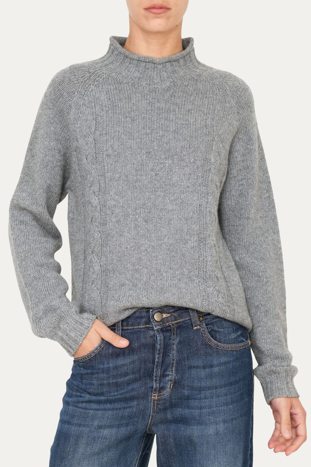 Maglione TRECCE misto cashmere - Grigio