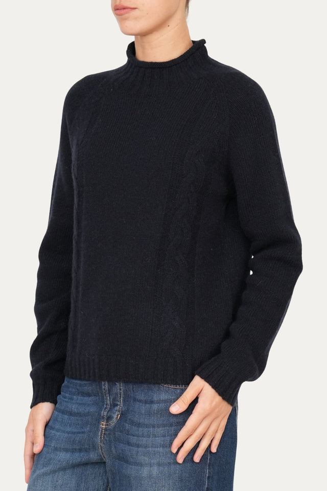 Maglione TRECCE misto cashmere - Navy