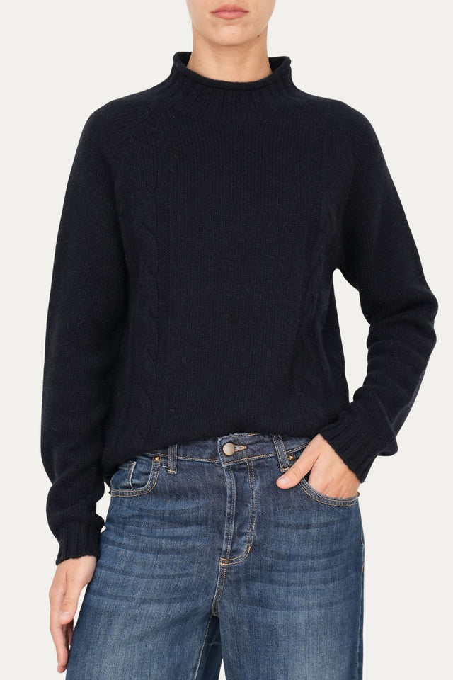 Maglione TRECCE misto cashmere - Navy