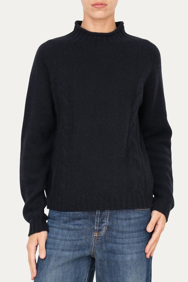 Maglione TRECCE misto cashmere - Navy
