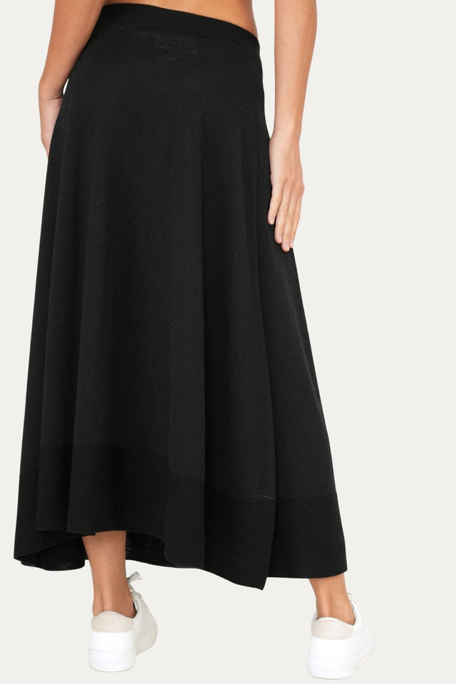 Gonna ruota in lana vergine merino Zegna Baruffa - Nero