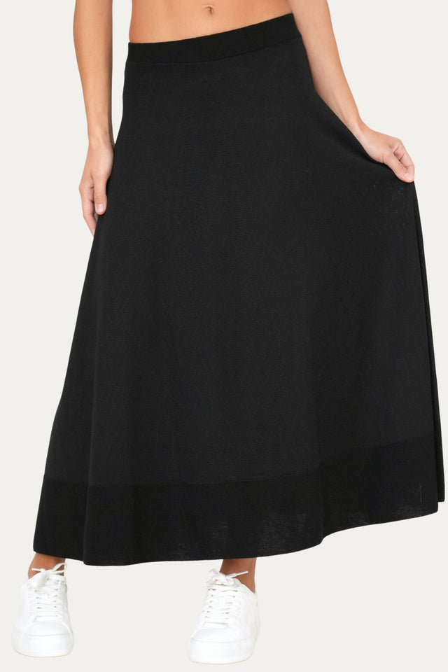 Gonna ruota in lana vergine merino Zegna Baruffa - Nero