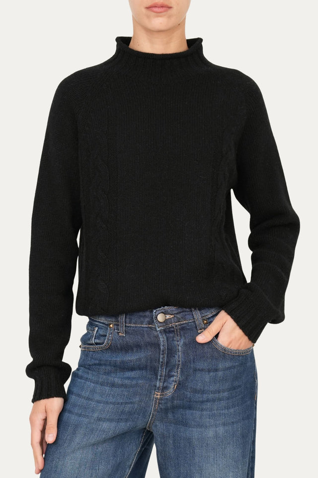 Maglione TRECCE misto cashmere - Nero