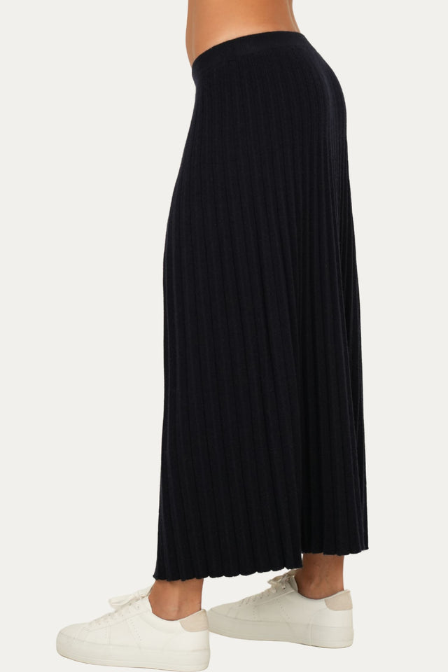 Gonna plissè misto cashmere - Navy