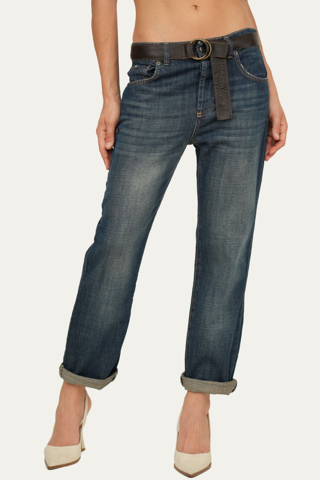 Jeans boyfriend SAMMY tessuto slegato Soft - Sporcato al Thè