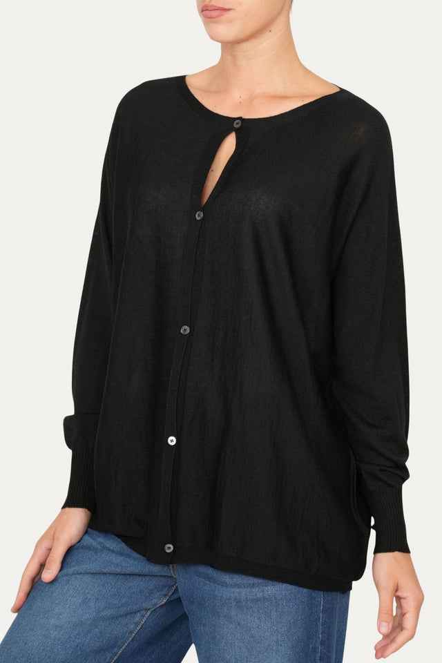 Cardigan con bottoni in lana merino Zegna Baruffa - Nero