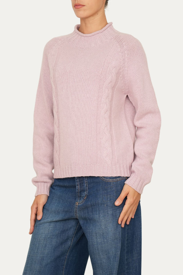 Maglione TRECCE misto cashmere - Malva