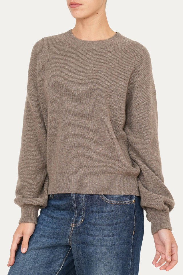 Maglia manica sbuffo misto cashmere - Noce