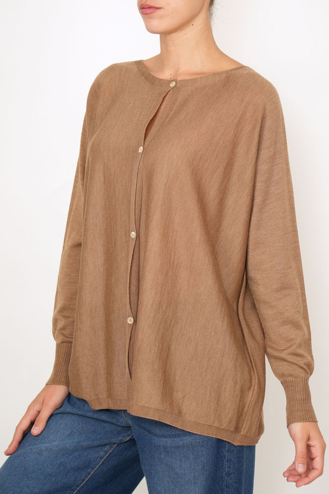 Cardigan con bottoni in lana merino Zegna Baruffa - Biscotto