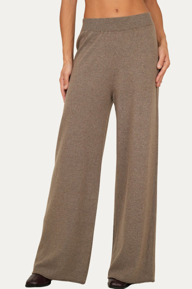 Pantalone palazzo misto cashmere - Noce