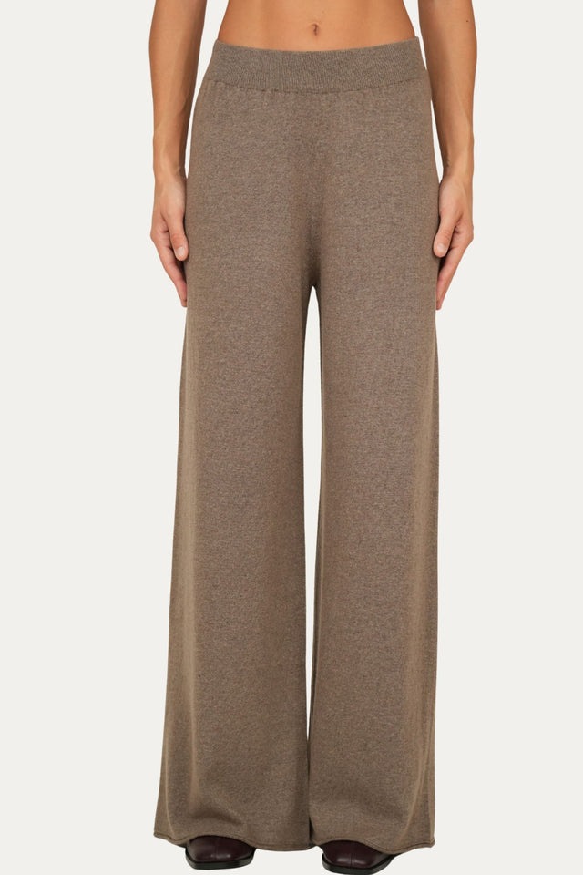 Pantalone palazzo misto cashmere - Noce