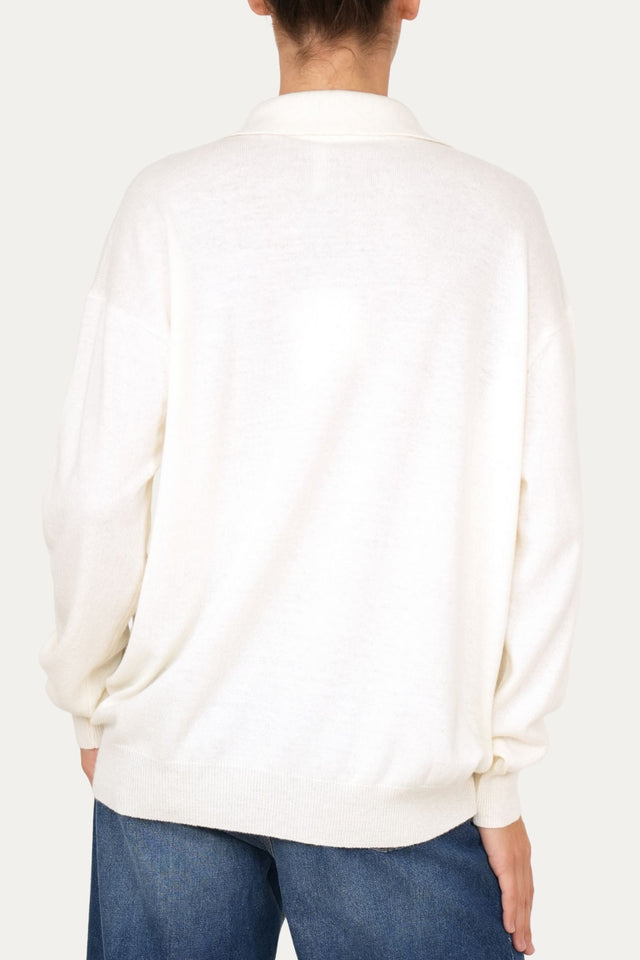 Maglia POLO misto cashmere - Panna